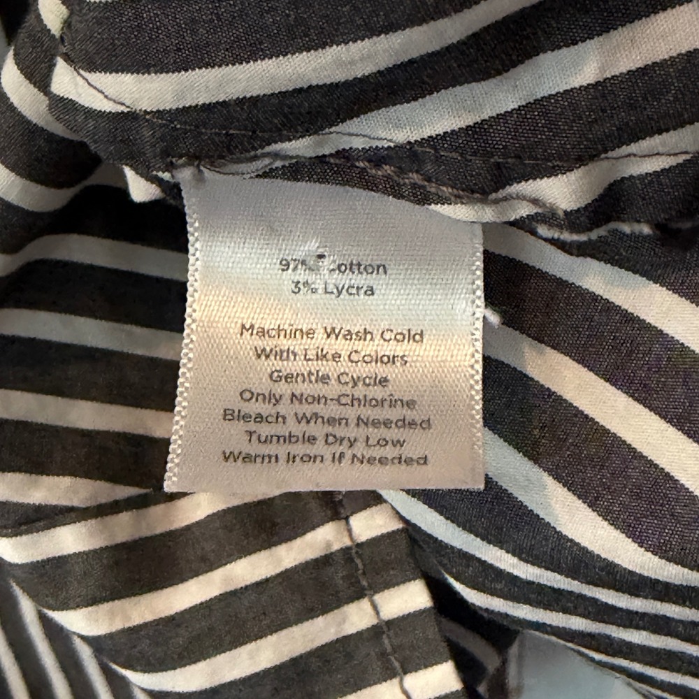 Talbots Cotton Striped Ruffle Neck Button Down Shirt Gray Career Office Work 20W - Picture 9 of 11